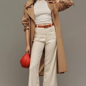 🤍Anthropologie The Colette Linen Blend Crop Wide-Leg Pants by Maeve Size 25 New